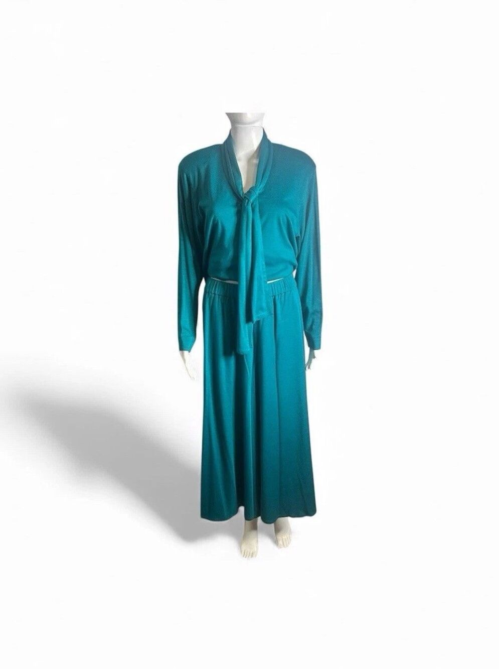 Vintage Jaeger Skirt Suit Women Small/Medium Teal Blue Art Teacher 2 Piece Set